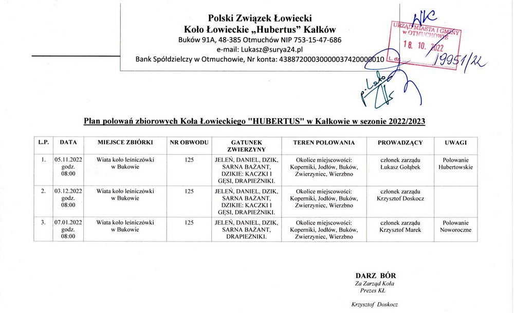 Plan polowań Hubertus 2022 2023 img20221031 16062926