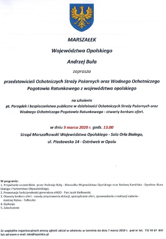 zaproszenie na OSP Marszałek