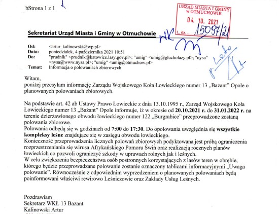 Wojskowe Koło Łowieckie nr 13 Bażant 2021 2022