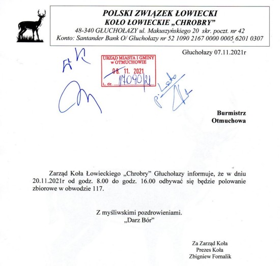 polowanie zbiorowe 117 KŁ Chrobry Głuchołazy 07 11 2021