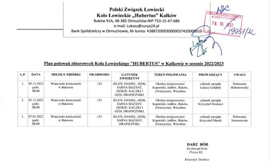 Plan polowań Hubertus 2022 2023 img20221031 16062926