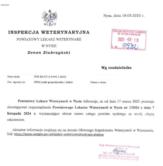 komunikat prasia grypa 18.03.2025